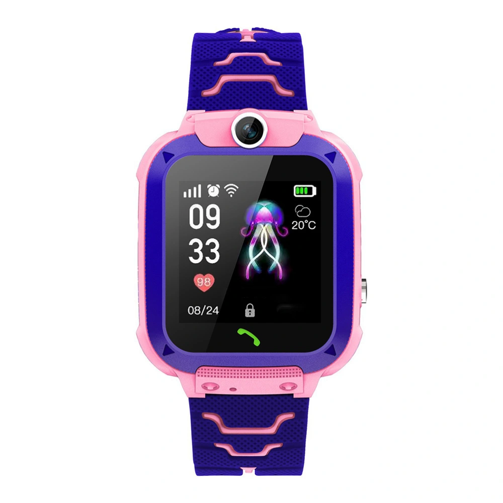 Kids Children Electronic Smart Watch Monitoring Locator Fashion Large Screen Sports Wristwatch Silicone LBS Phone Watch (Pink)