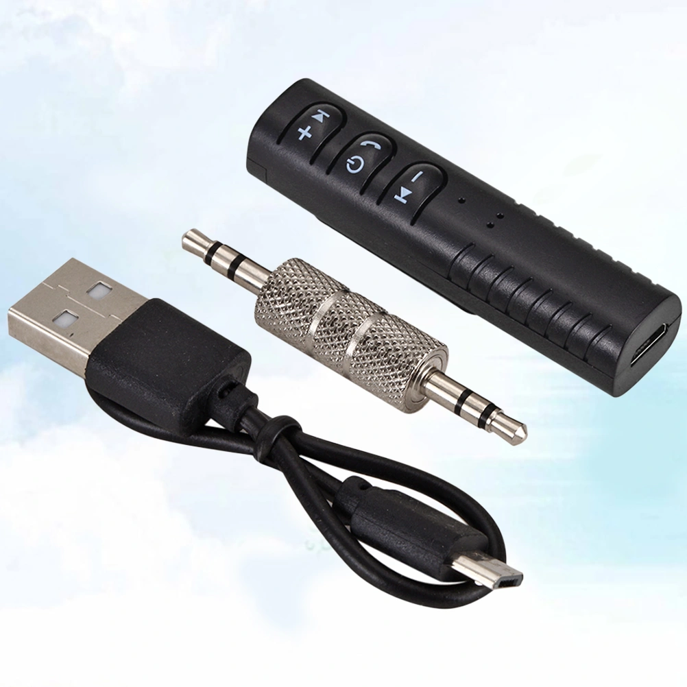 3.5mm Jack AUX Wireless Car Kit Mini Lavalier Handsfree Music Audio Receiver Adapter Transmitter for Auto Speaker Headphone (Black)