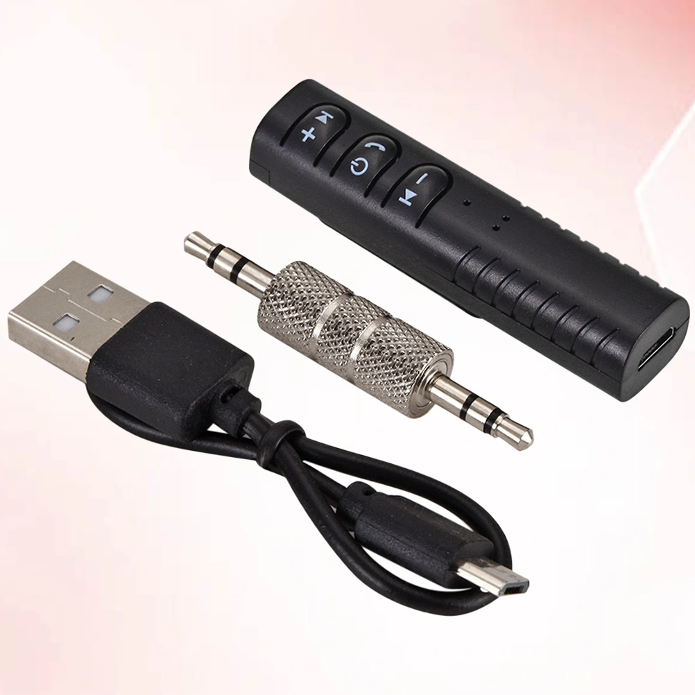 3.5mm Jack AUX Wireless Car Kit Mini Lavalier Handsfree Music Audio Receiver Adapter Transmitter for Auto Speaker Headphone (Black)