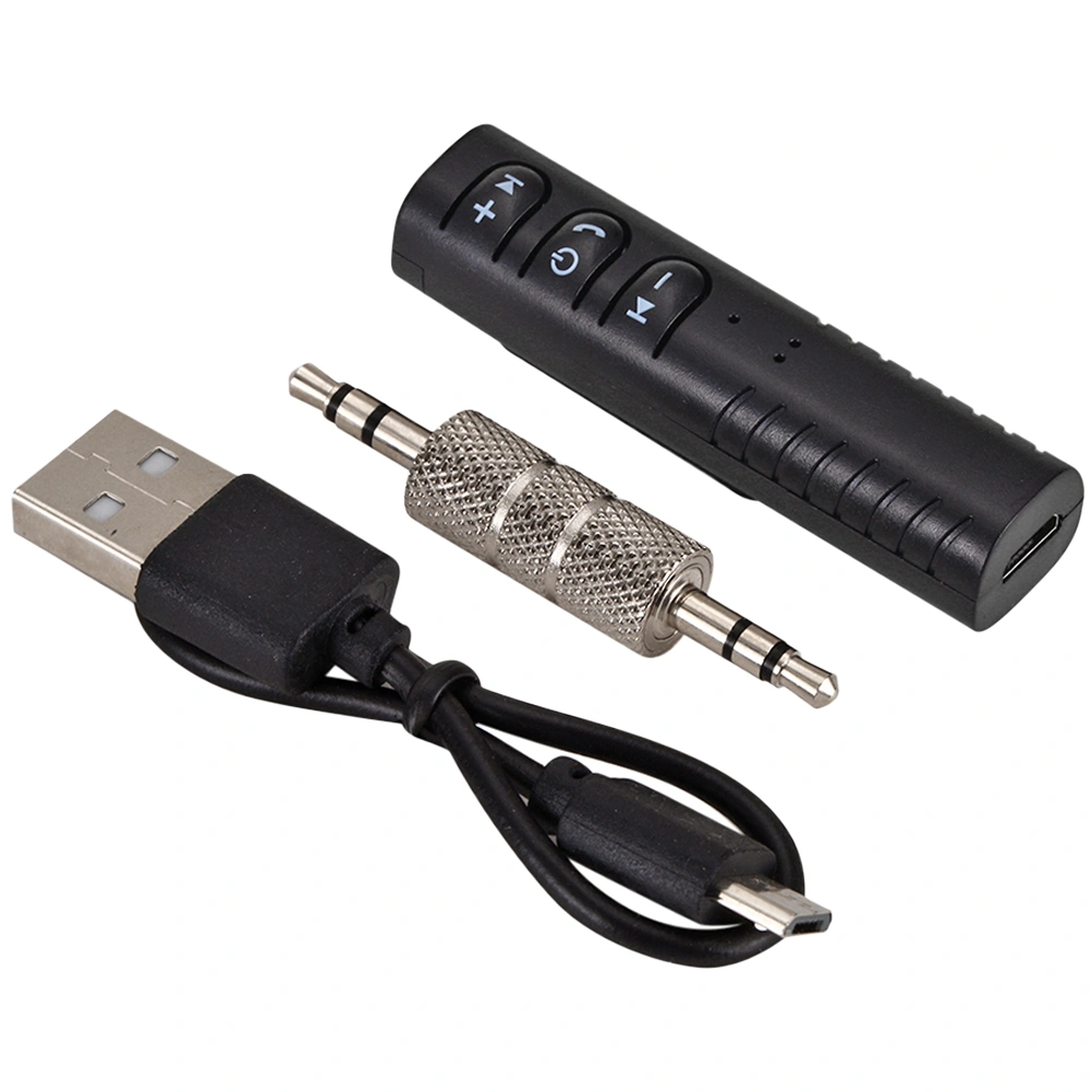 3.5mm Jack AUX Wireless Car Kit Mini Lavalier Handsfree Music Audio Receiver Adapter Transmitter for Auto Speaker Headphone (Black)