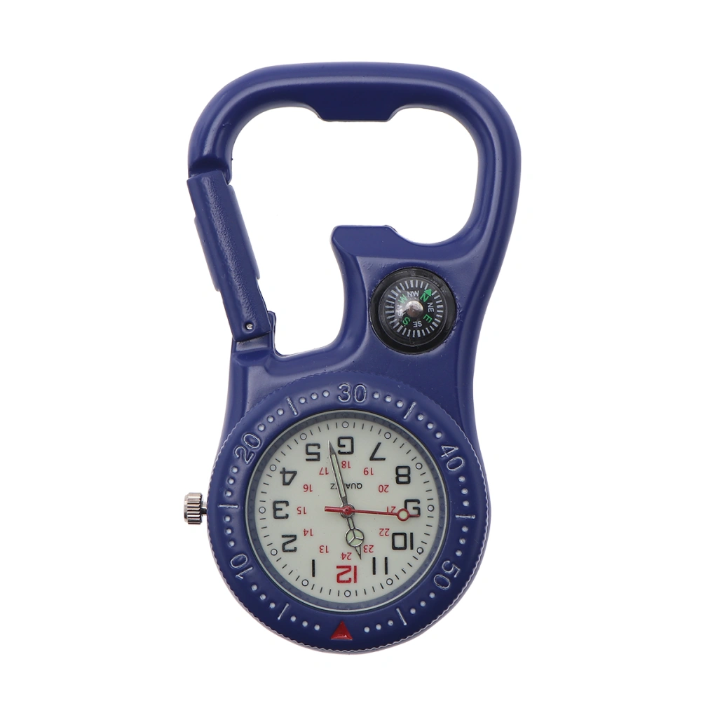 Clip-On Carabiner Luminous Face Backpacker FOB Watch With Compass Bottle Opener For Mountaineering Sports Equipment Blue