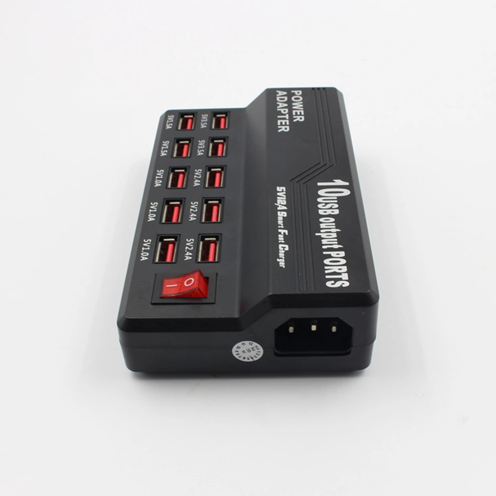 Quick Charger 10 USB Ports Hub Fast Charging Station Wall Travel Desktop Charger Power Adapter (US Plug)