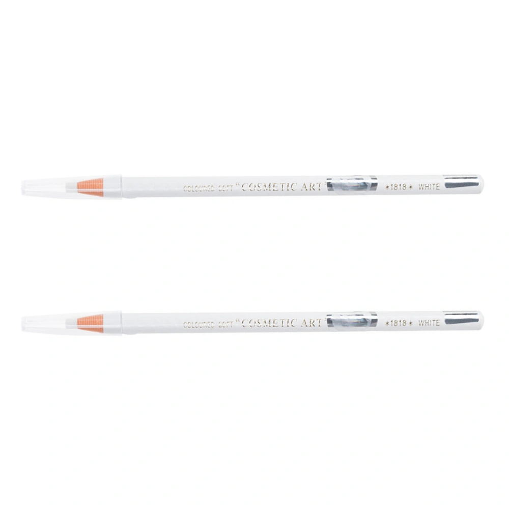 2pcs Eye Makeup Eyeliner Brush Lying Silkworm Pen Highlighter Eyeliners (White)