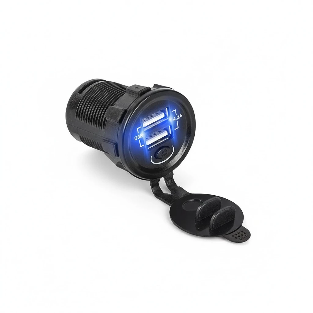 Dual USB Car Charger Dual USB Outlet Fast Charger Phone Charger with Switch