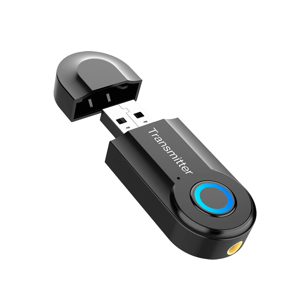 USB Audio Transmitter 3.5MM Jack Audio Adapter Wireless Stereo Audio Transmitter Adapter for Headphones TV Computer (Black)