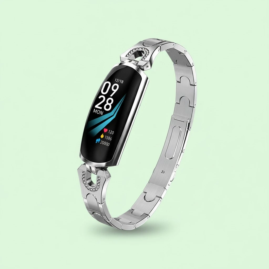 AK16 Smart Watch Fitness with Heart Rate Monitor Blood Pressure Monitor for Women Girls (Silver)