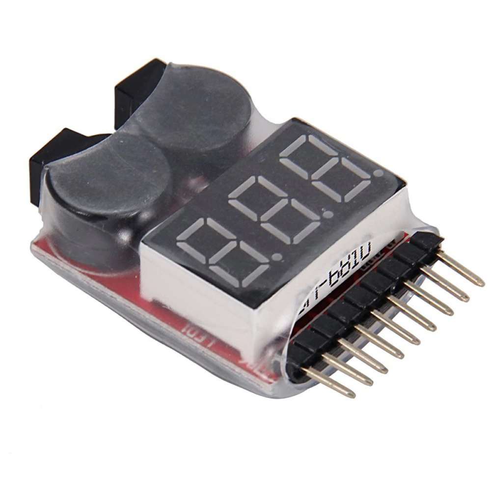 Lipo Battery Low Voltage Tester Checker 1-8S Buzzer Alarm with LED Indicator for RC Helicopter Quadcopter