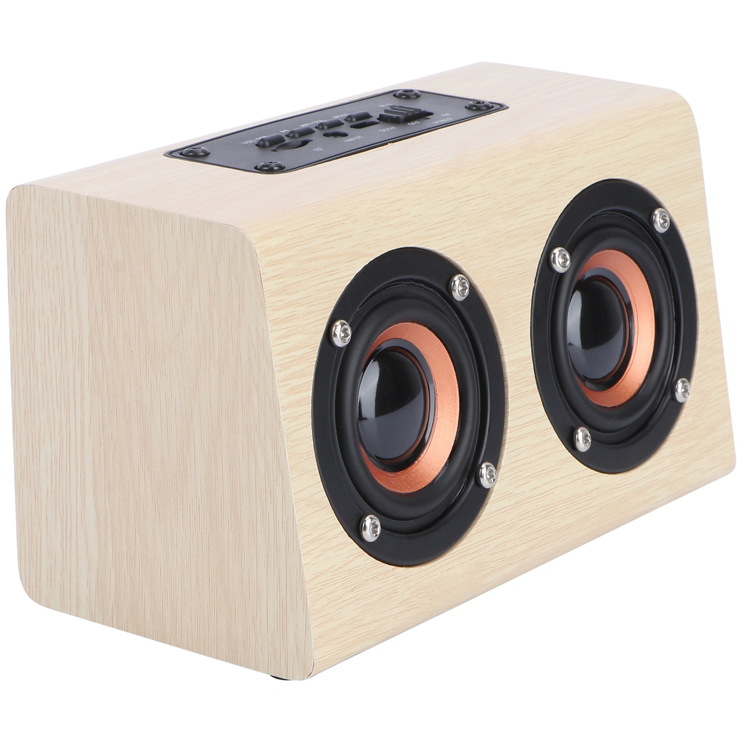 Vintage Wooden Dual Loudspeakers WirelessHIFI Speaker with 3D Surround (Yellow)