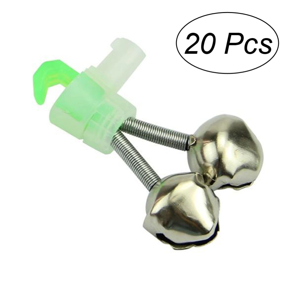 20 Pcs Fishing Rod Alarm Bells Clip Style Dual Bells Rod Clamp Tip Clip Twin Alert Bells