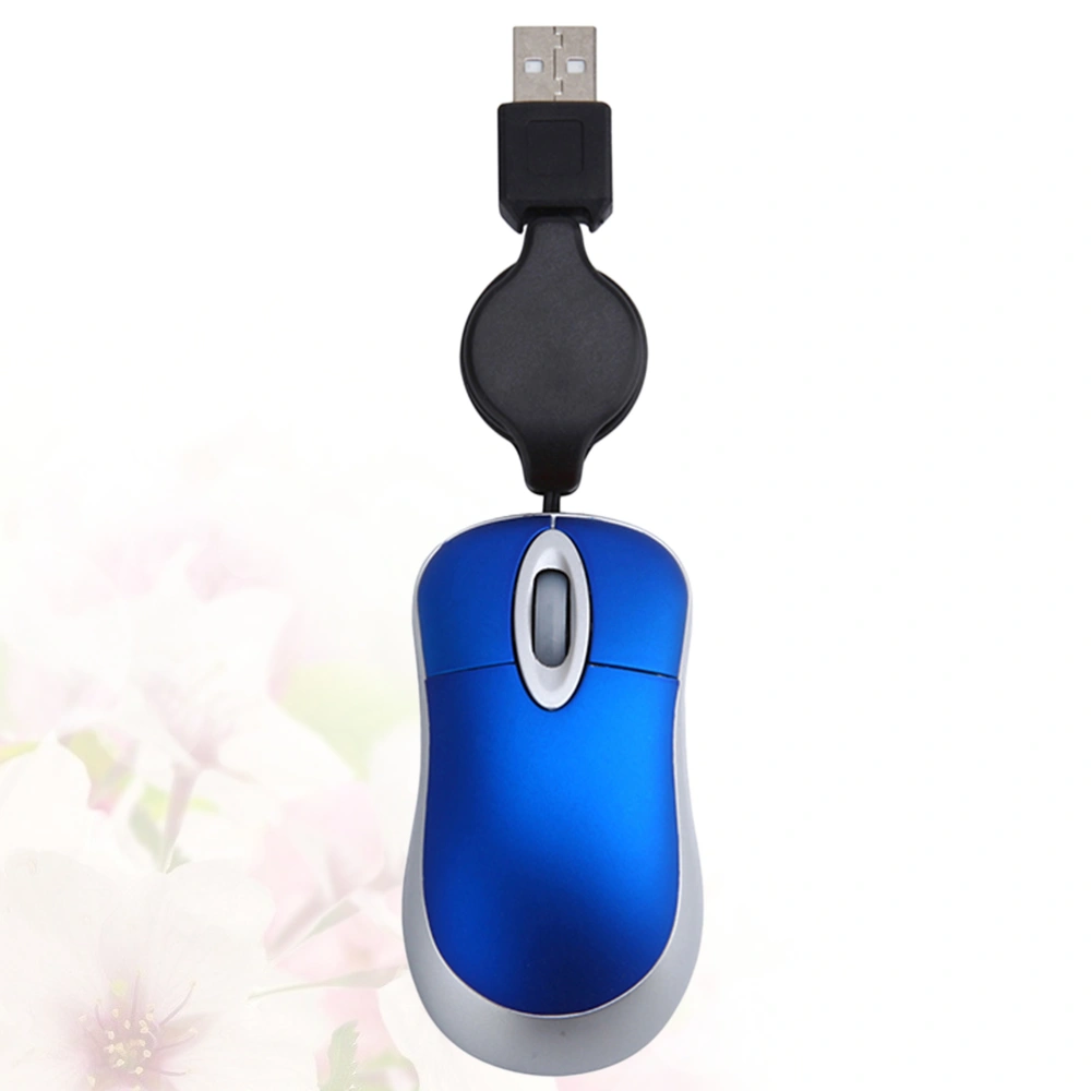 Creative USB Wired Mouse Mini Telescopic Mouse Computer Notebook Mouse Portable Mouse (Blue)