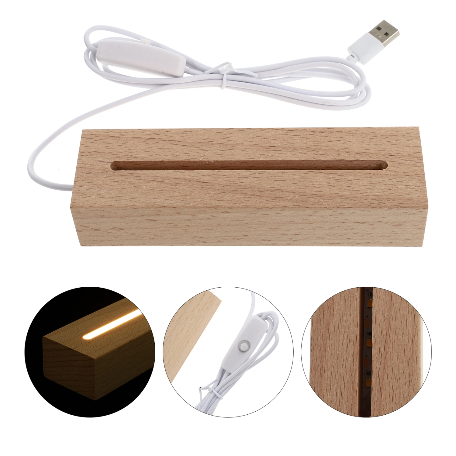 1pc Wood Board Luminous Stand Wooden Lighting Light Base Household Light Base