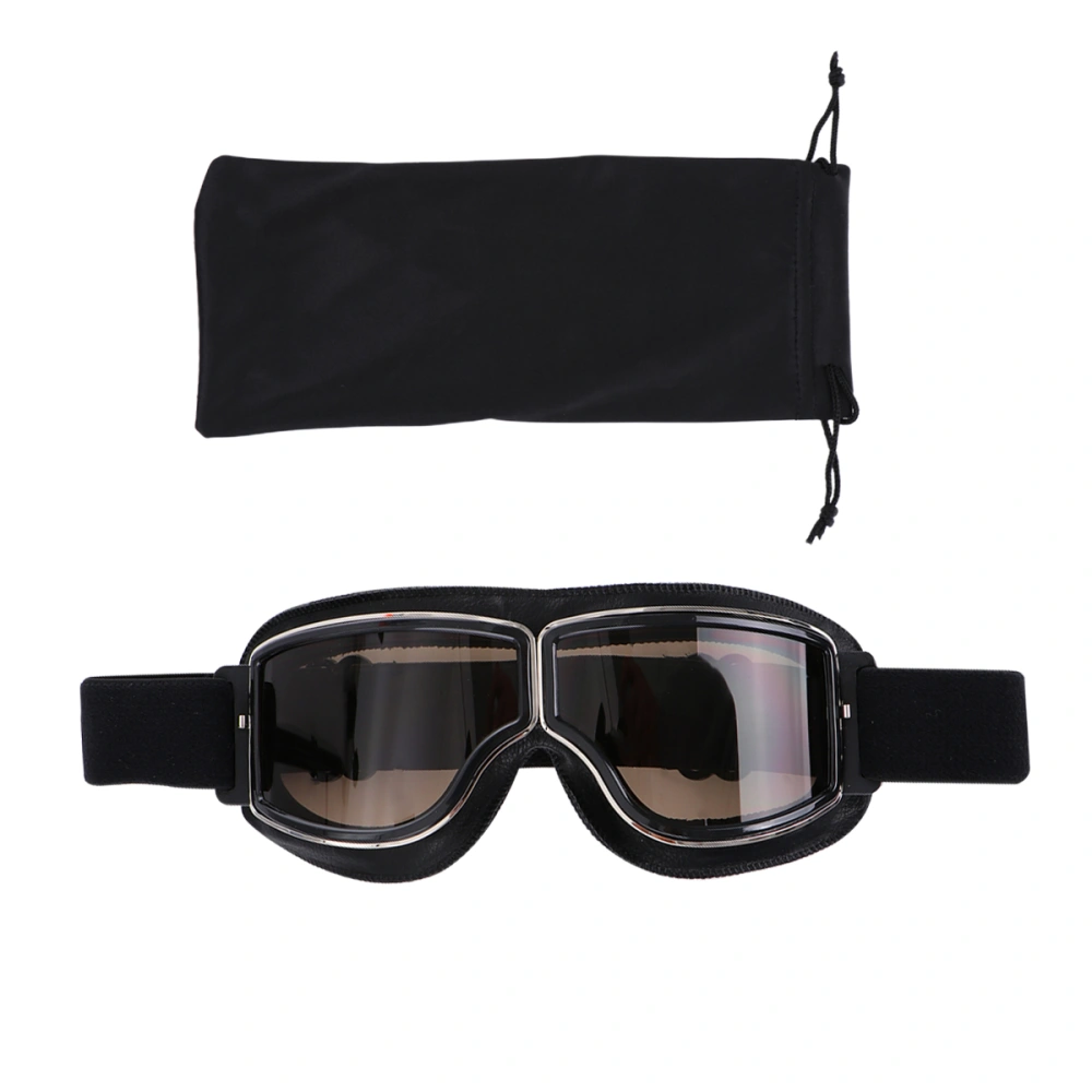 Winter Riding Glasses Goggles Ski Snowboard Motorcycle Sun Glasses Eyewear (Black Frame and Brown Eyeglass)