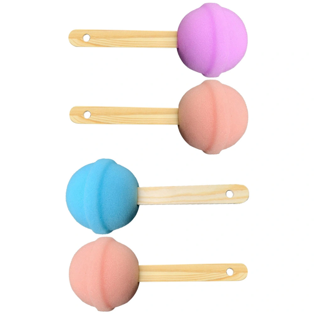 4Pcs Bath Sponge Lollipop Bathing Sponge Back Bathing Sponge Colored Body Scrubber Lollipop Sponge