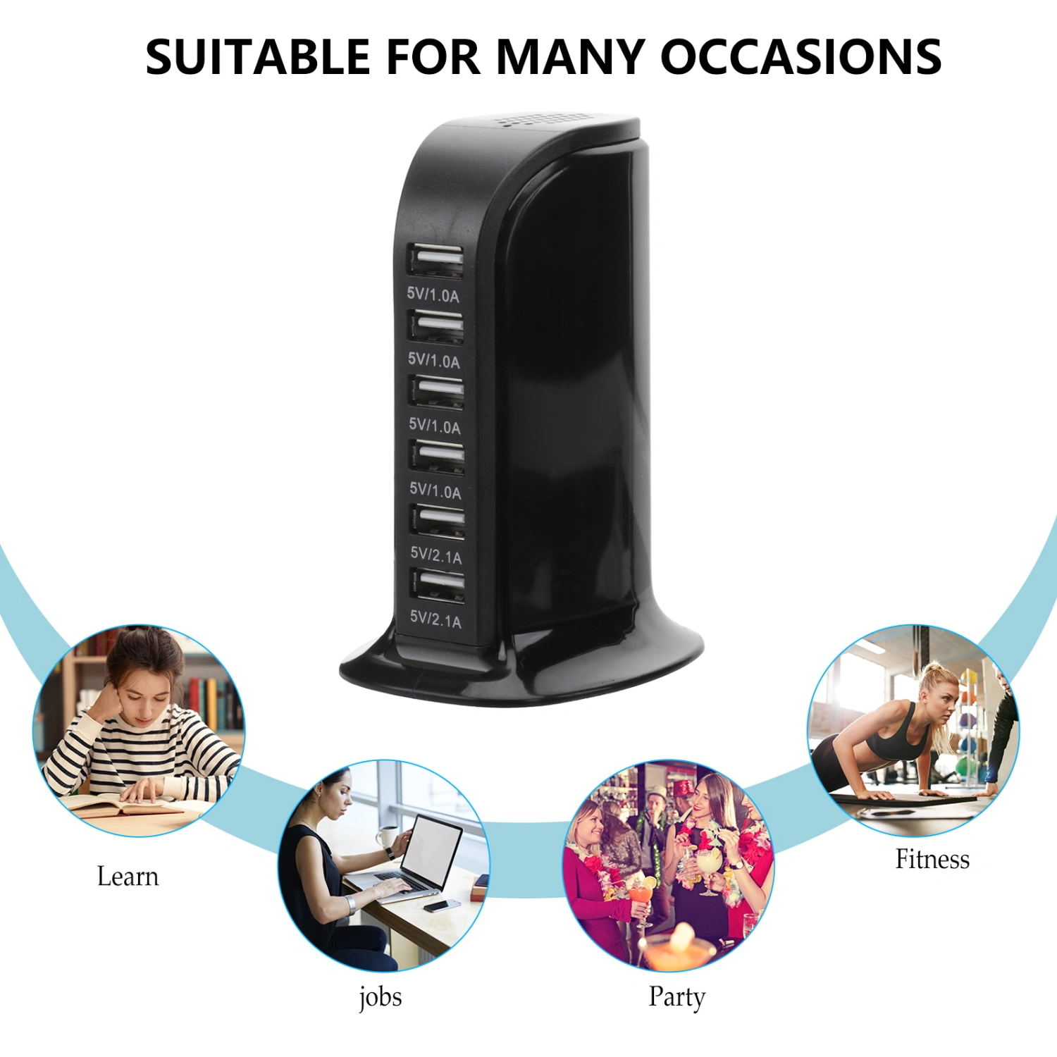 30W Multi 6 Port USB Charger 6A Rapid Charging Station Desktop Travel Hub (Original US Plug)