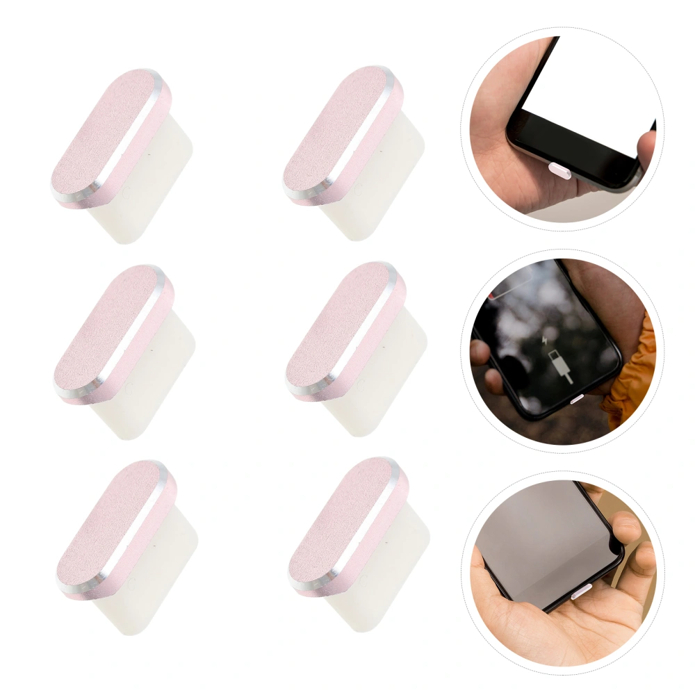 6Pcs Type-C Anti-dust Stopper Plugs for Protection Data Port of Mobile Phone