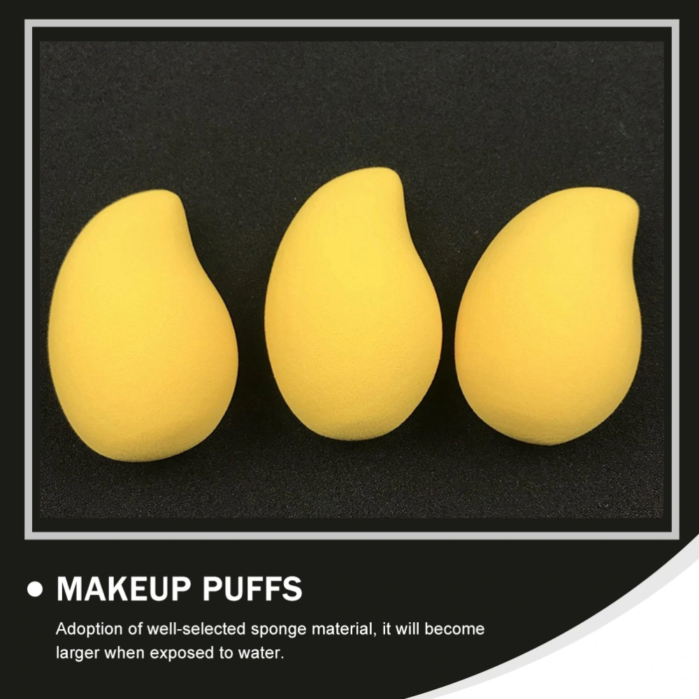 6pcs Dual-purpose Dry Wet Powder Puffs Decorative Mango-shape Makeup Puffs