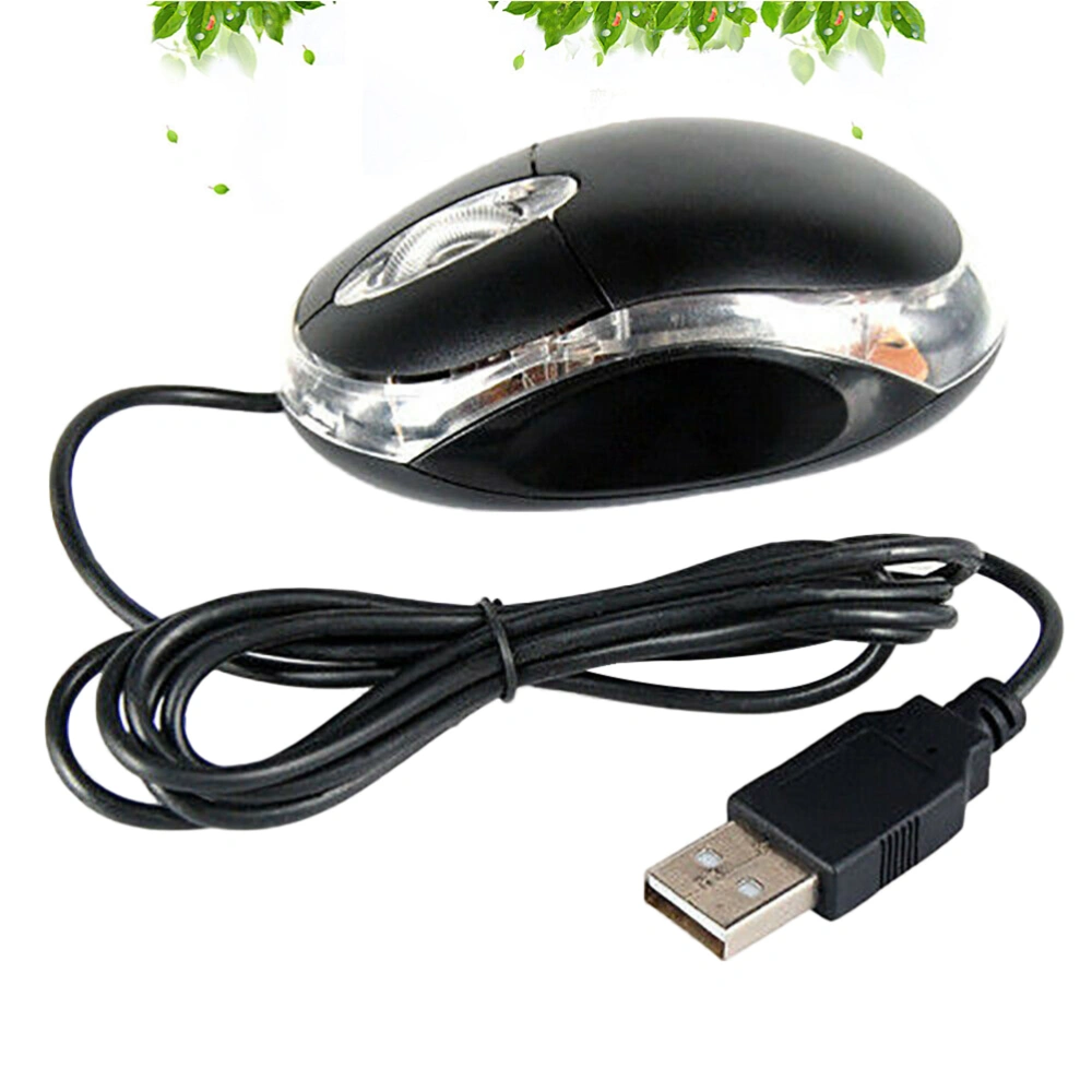 1Pc Optical USB Wired Mouse Professional Office Computer Mice for PC Desktop Laptop (Black)