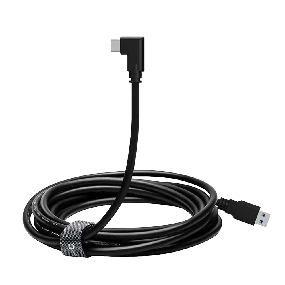3 Meter Single Elbow Data Cable Phone Charging Cable Fast Charging Data Cable Compatible for Oculus Quest Link Phone (Black)