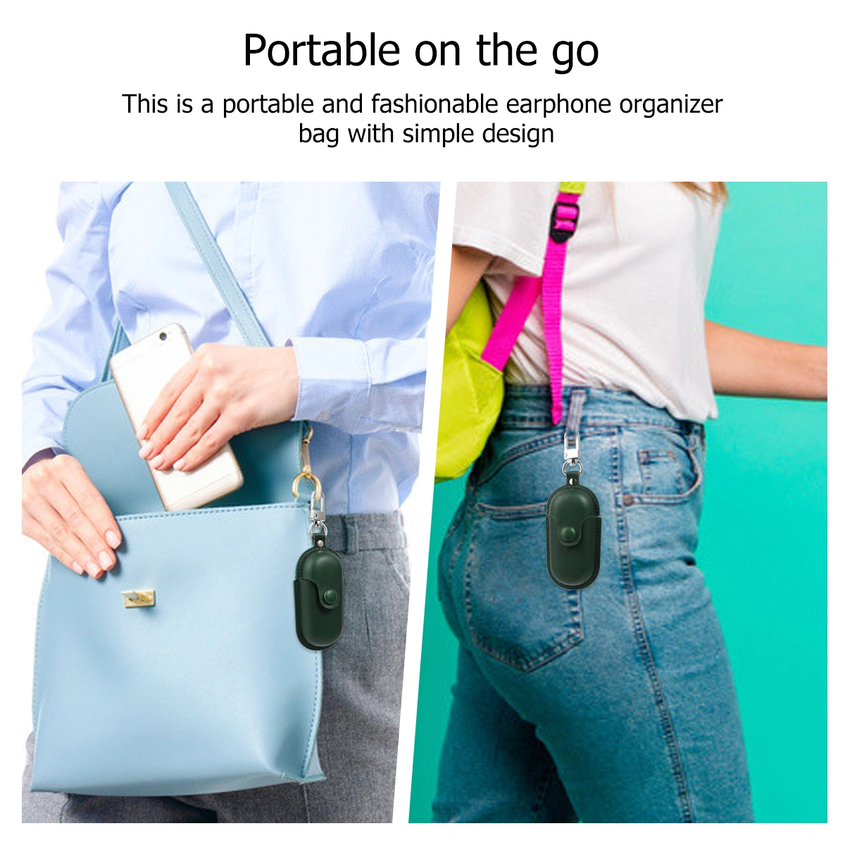 1Pc Fashionable Earphone Organizer Scratch-proof Earphone Storage Box (Green)