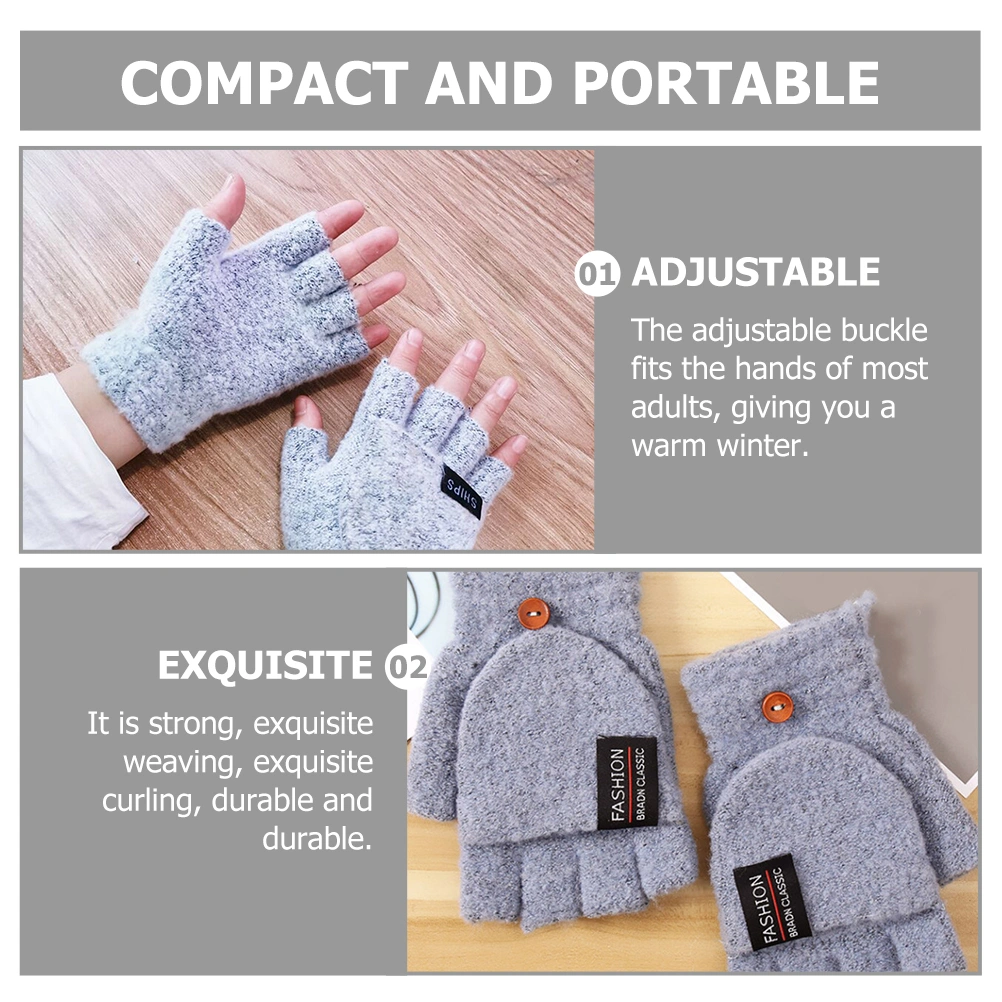 1Pair of USB Heated Gloves Knitting Winter Thermal Heated Half Finger Gloves