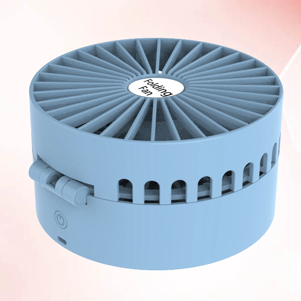 1PC USB Charging Desktop Fan Small Foldable Portable Fan Cool Practical Mini Fan with Mirror for Home School Office (Blue)