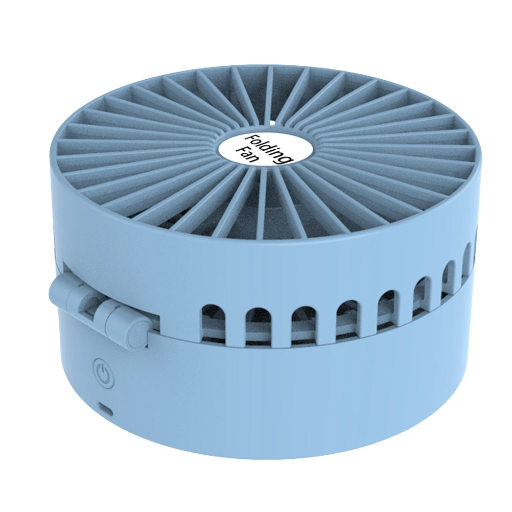 1PC USB Charging Desktop Fan Small Foldable Portable Fan Cool Practical Mini Fan with Mirror for Home School Office (Blue)
