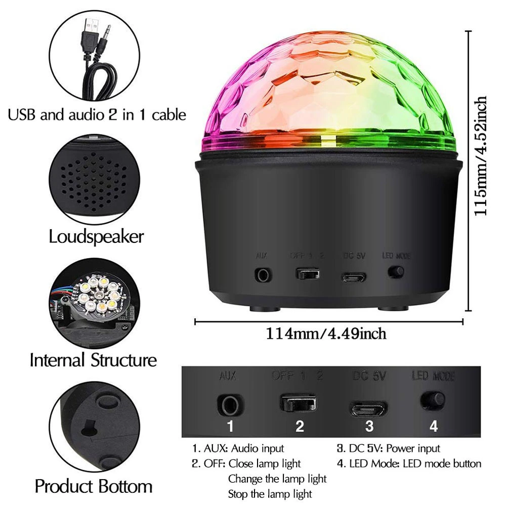 Play Music 9 Color LED Ball Light Dj Ktv Bar Stage Light Birthday Holiday Christmas Party Effect Light