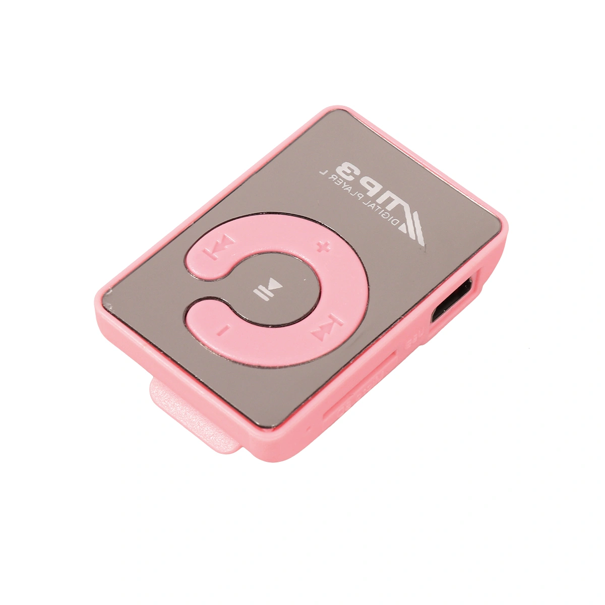 Clip MP3 Player Slot Music Player with Memory Mirror USB Headphone (Pink)