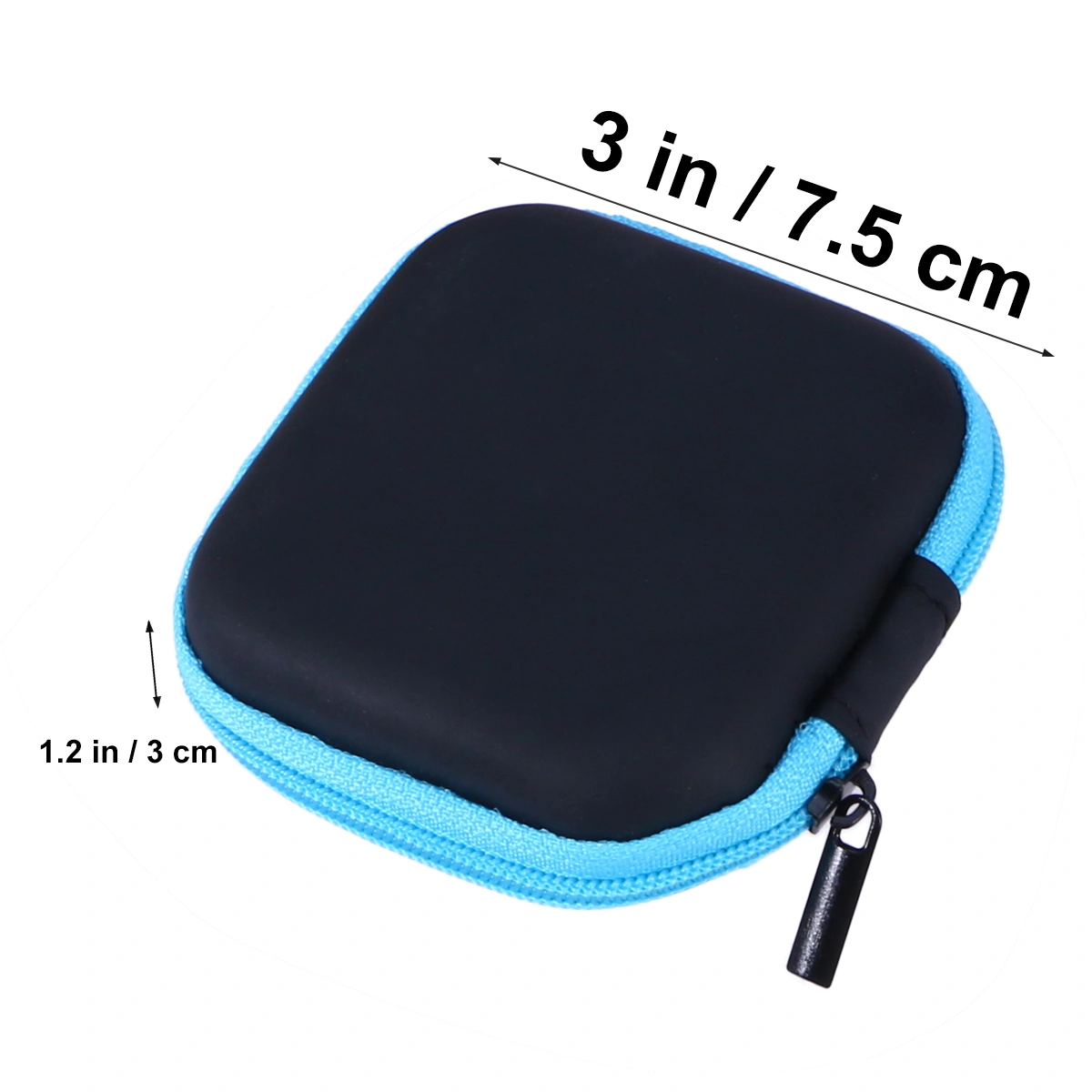 Assorted Color Mini EVA Headphones Storage Box Case Portable Travel Carrying Case Earphones Earbuds Headset USB Cable Pouch (Blue)