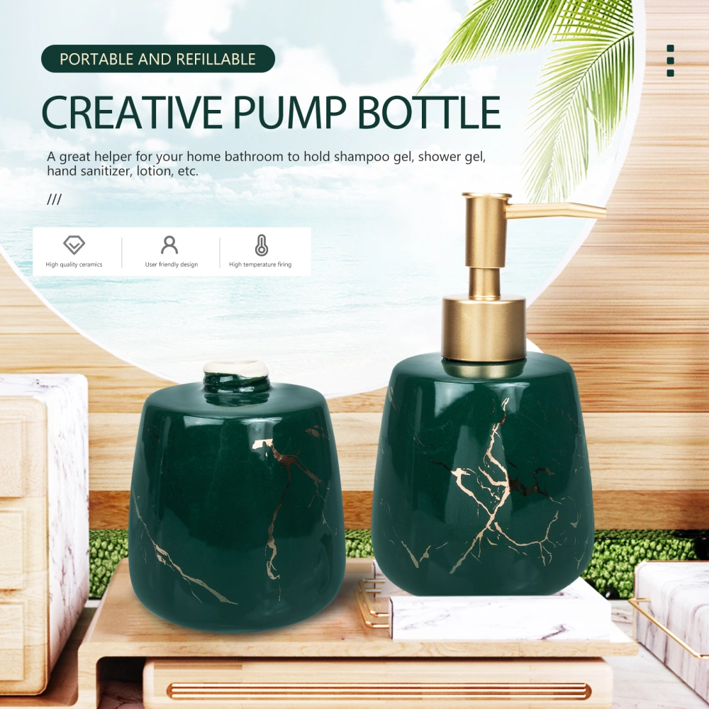 Pump Type Bottle Simple Ceramic Storage Bottle Shampoo Shower Gel Bottle