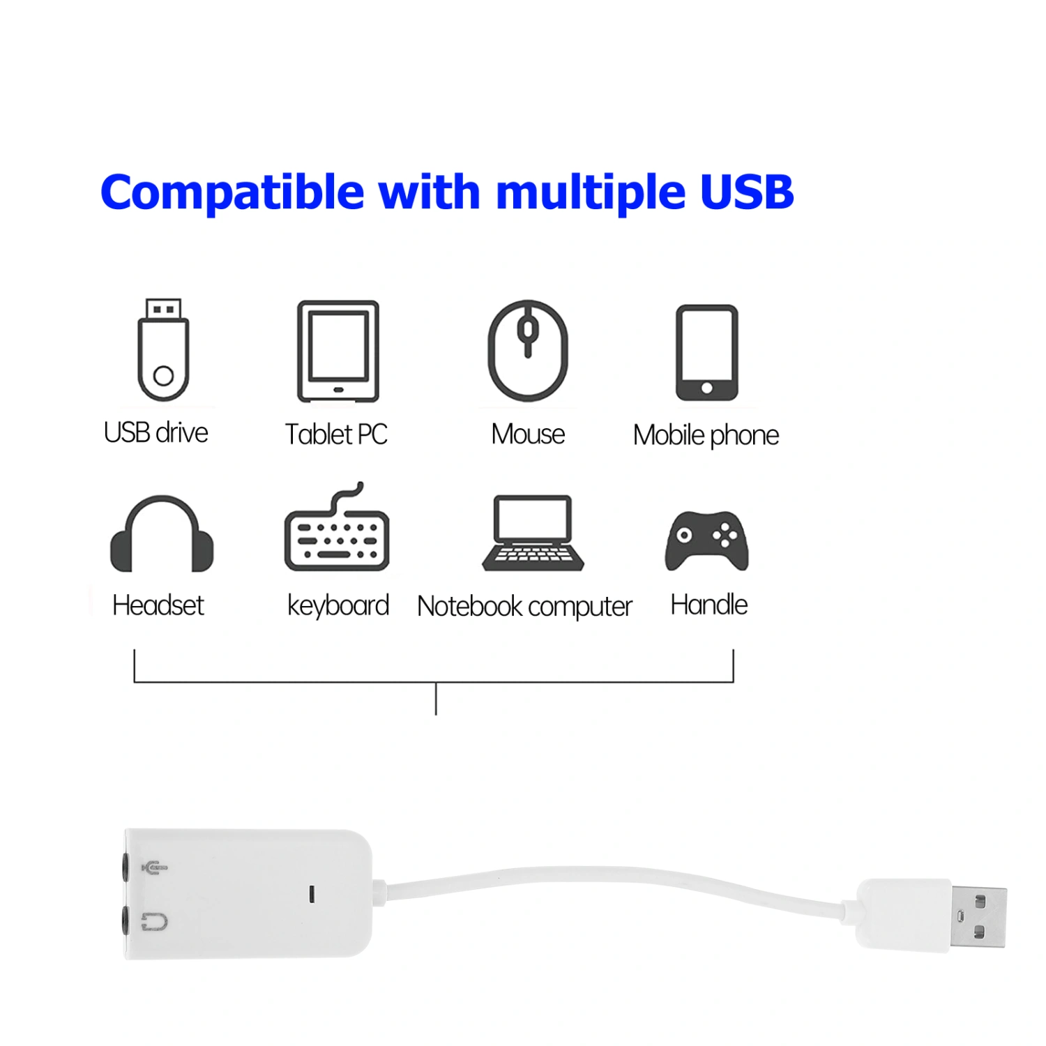 2pcs Laptop USB Sound Laptop External Sound Audio Sound Adapter