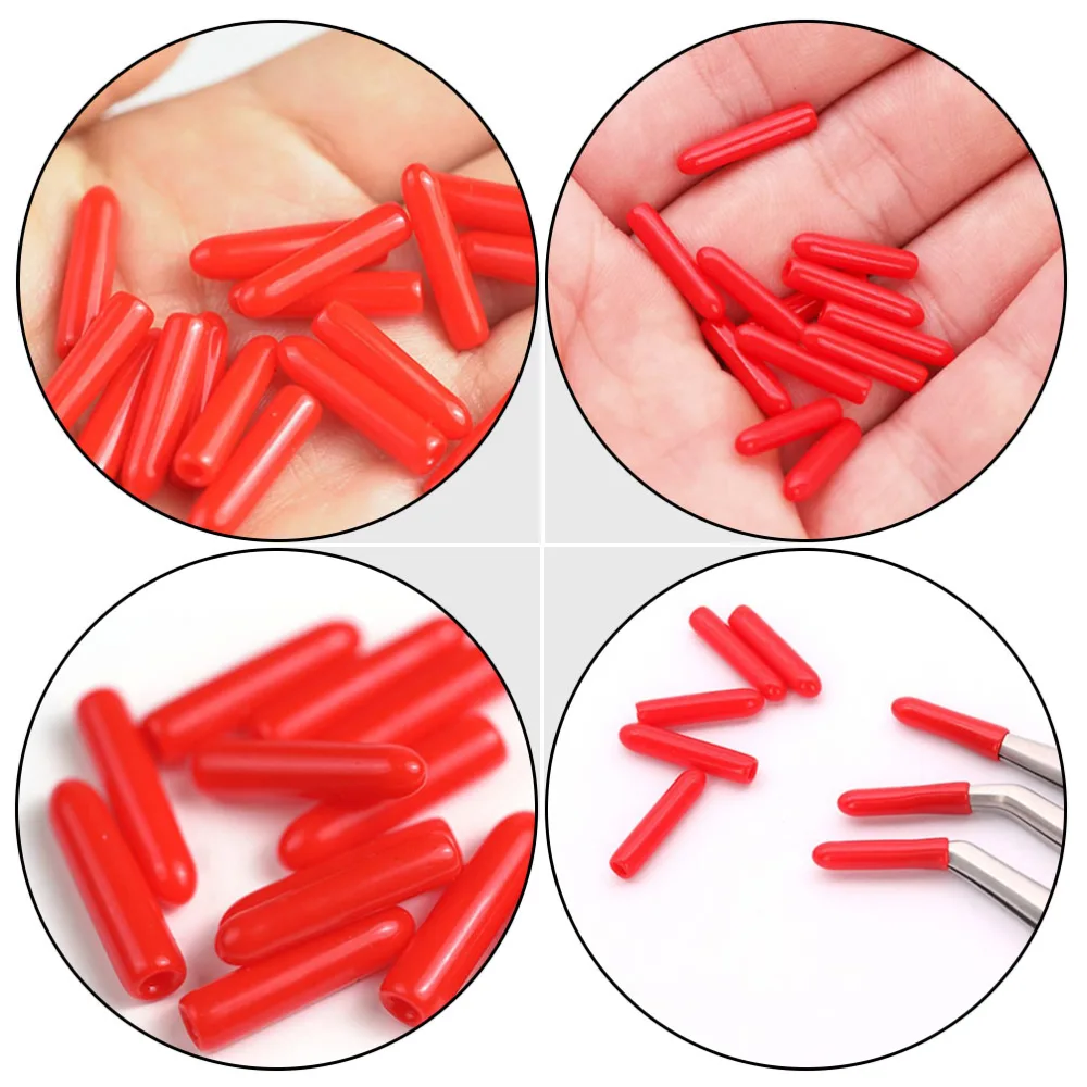 100Pcs Tweezers Covers Eyelashes Grafting Tweezers Tip Caps Protective Sleeve Red