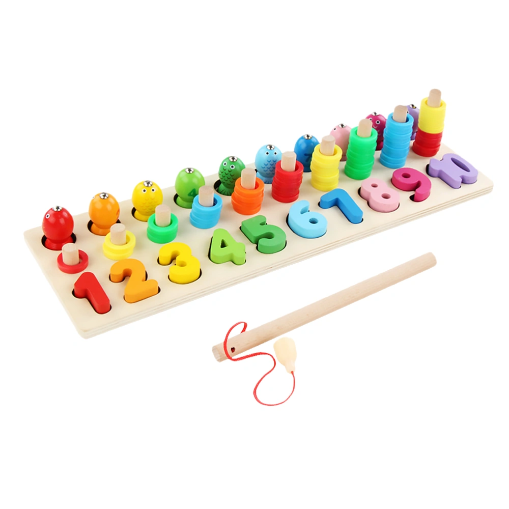 Wooden Fishing Toys Numbers Decorative Fishing Toys Three-In-One Baby Early Educational Ability Development Toys for Girl Boy