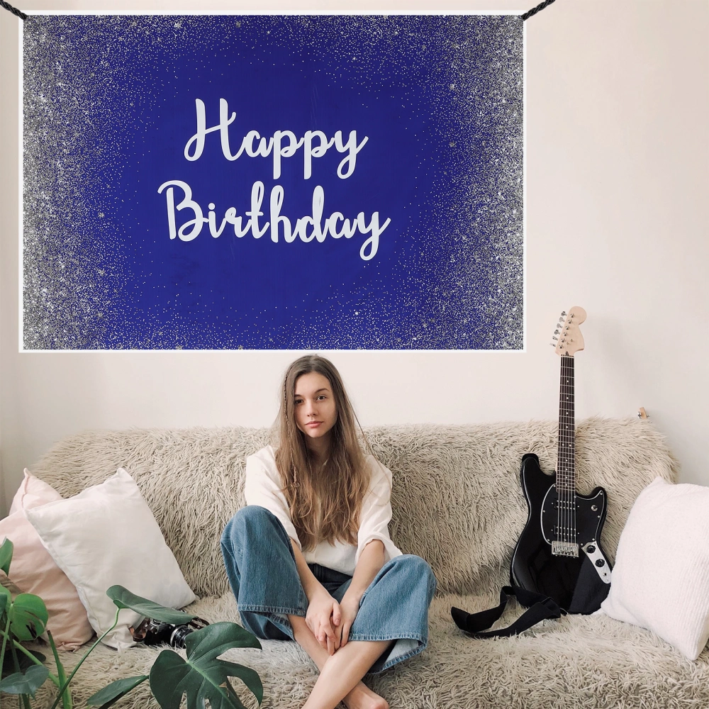 Blue Happy Birthday Backdrop Happy Birthday Background Birthday Party Backdrop