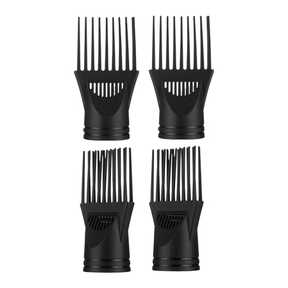 4Pcs Practical Hair Dryer Use Wind Comb High Temperature Resistant Flat Mouth Wind Comb (Black)