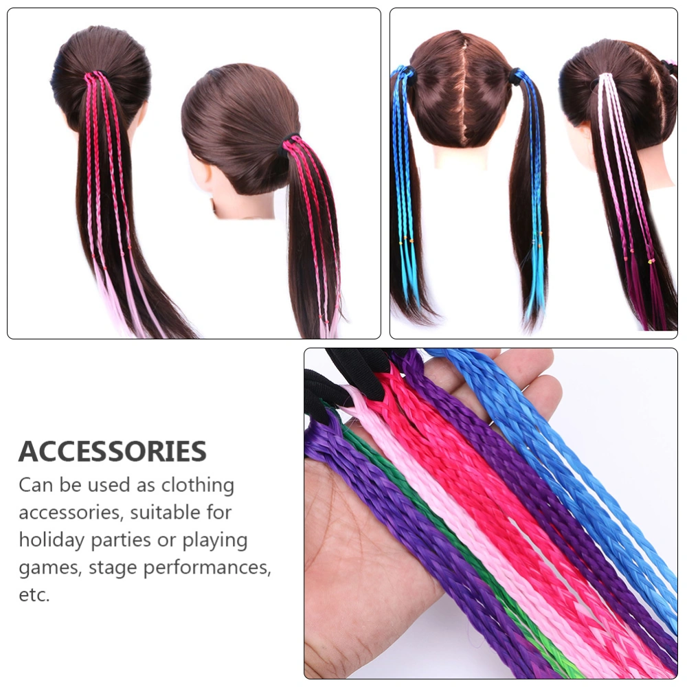 1 Set 6Pcs Kids Hairstyle Ponytail Braids Colorful Wig Braids Head Ropes (Assorted Color)