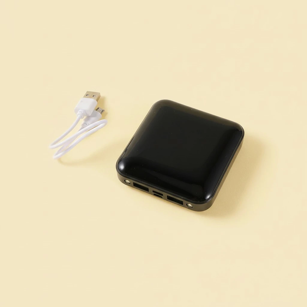 Mini Portable Full Mirror Surface Large Capacity Charging Treasure Power Bank Quick Charging Mobile Power Supply 4800MA (Black)