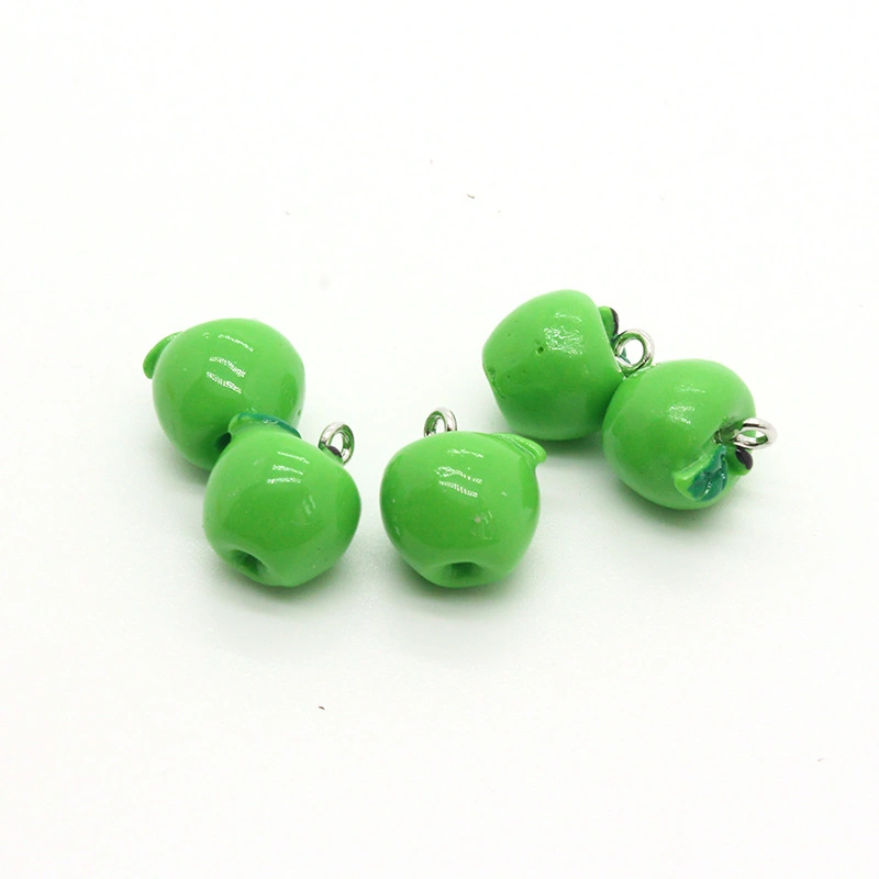 Simulation Green Apple Fruit Resin Pendant DIY Cute Earrings Necklace Keychain Hair Accessories Mobile Phone Strap Accessories