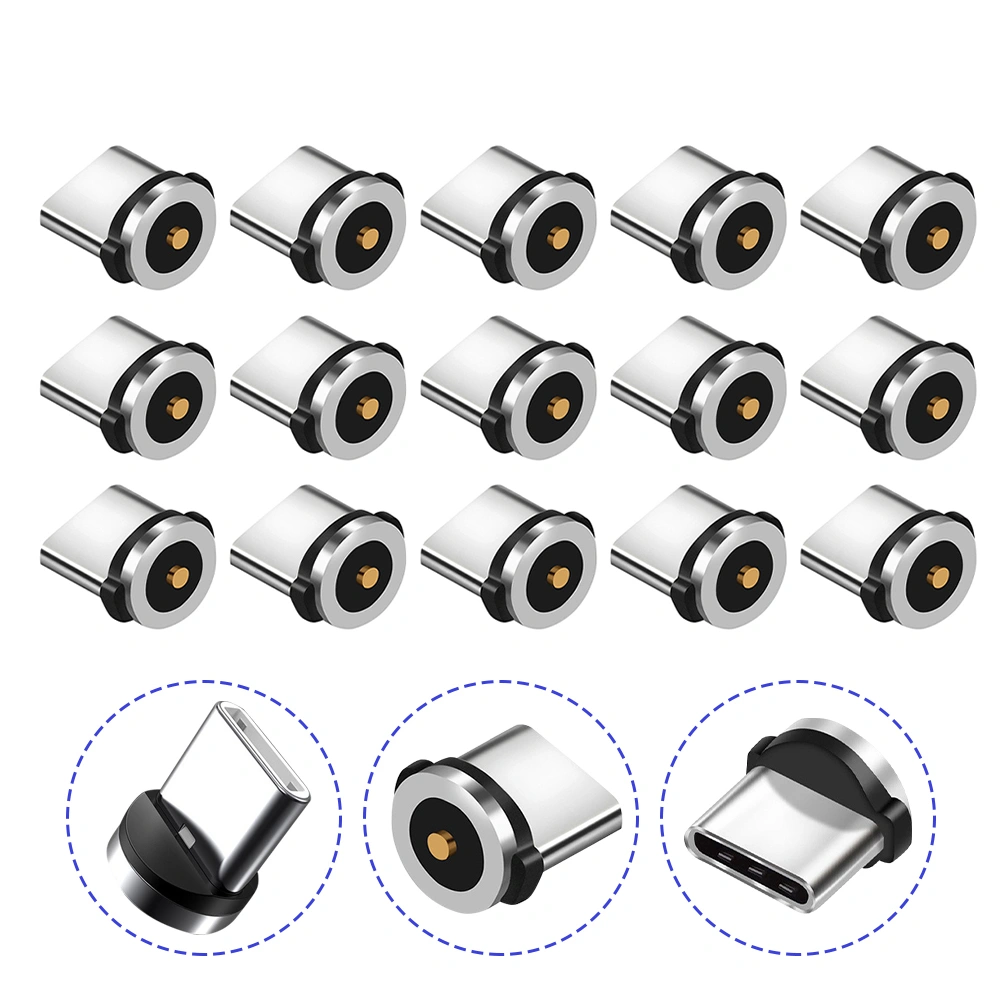 15pcs USB C Magnetic Adapter Aluminum 360 Degree Rotating Cable Connector