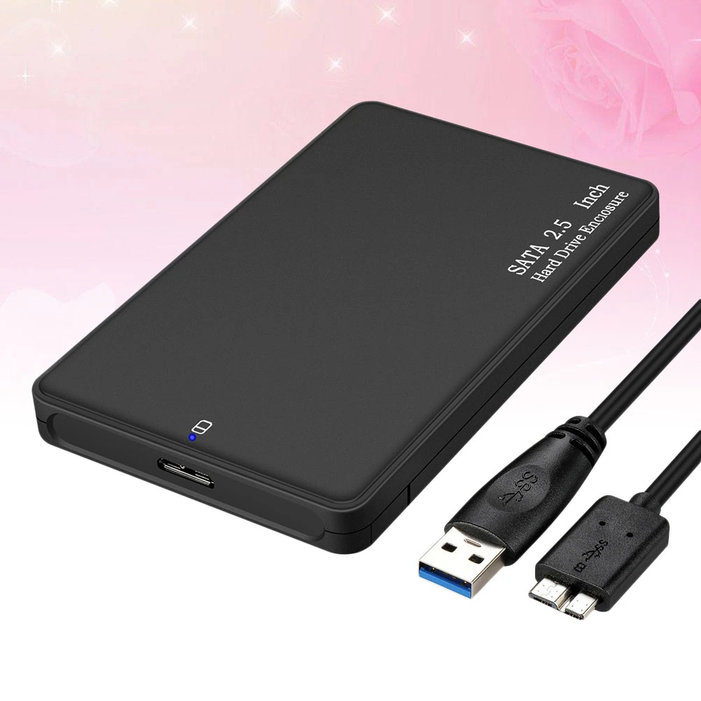 Portable USB 2.5 Hard Disk Cartridge Miniature Computer Hard-disk Enclosure for Home Office School (Black)