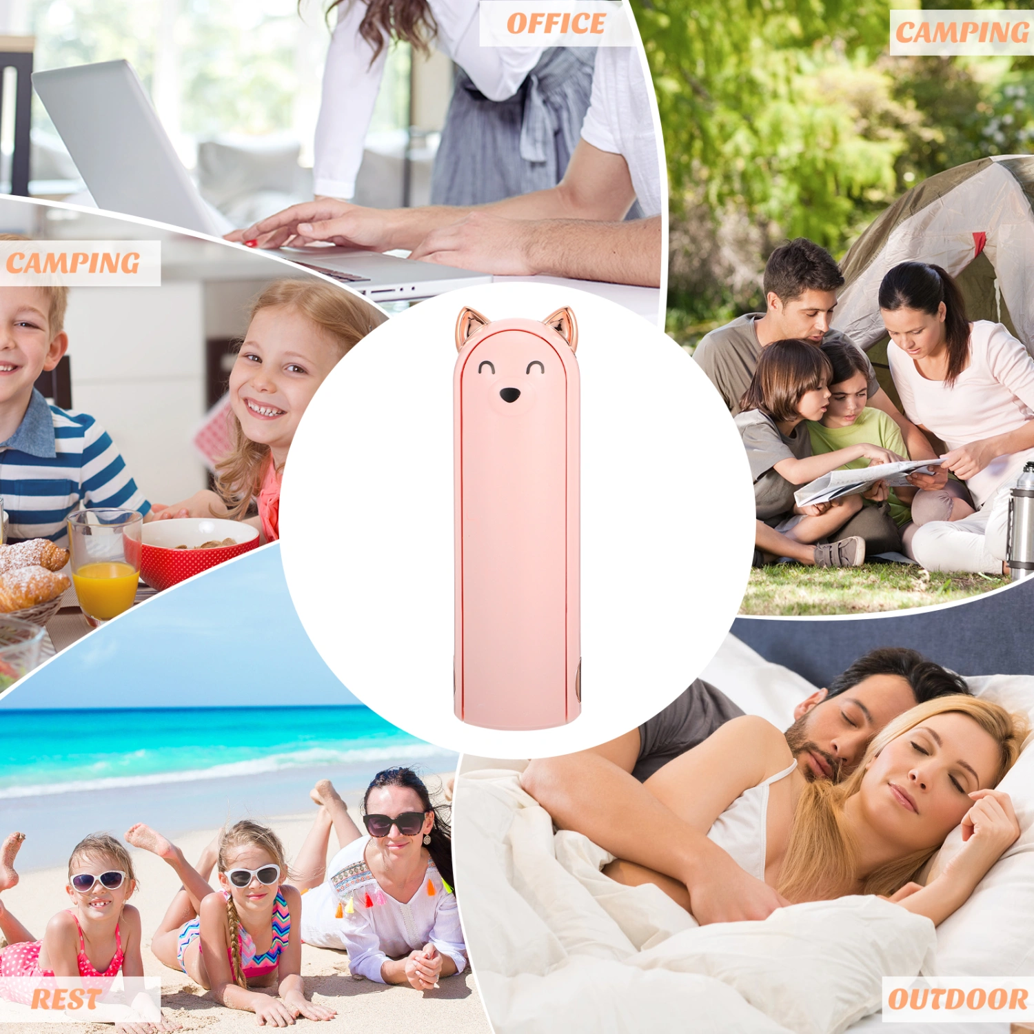 1 Pc Lovely Bear Charging Fan Portable Handheld Cooling Fans USB Recharging Fans