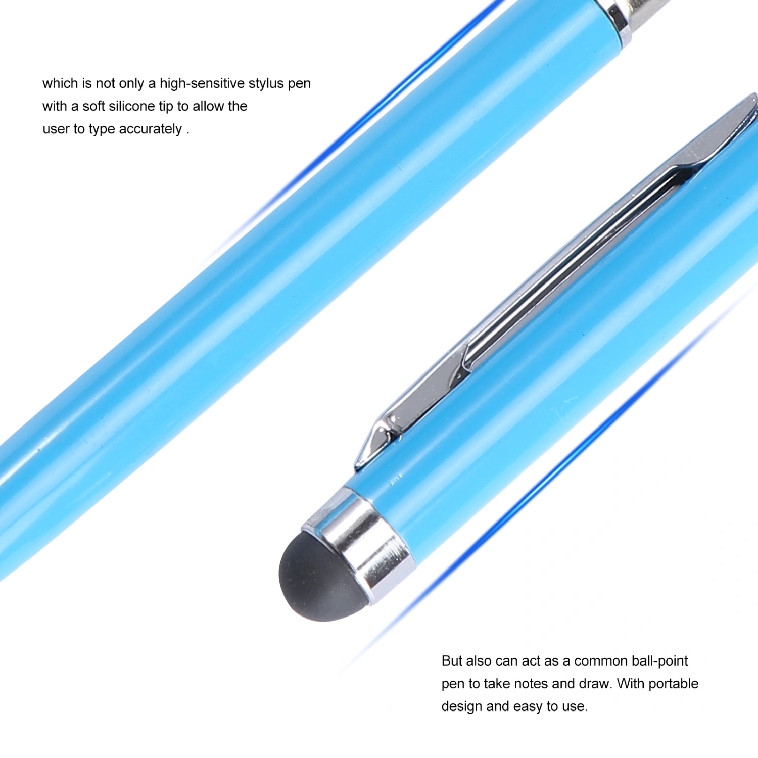 2-in-1 Universal Capacitive Touch Screen Stylus Pen & Ballpoint Pen for iPhone /iPad /Smartphone (Sky-blue)