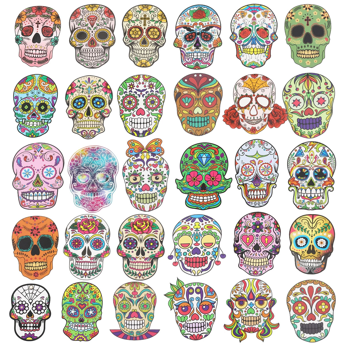 60Pcs Skull Stickers Colorful PVC Waterproof Halloween Graffiti Stickers