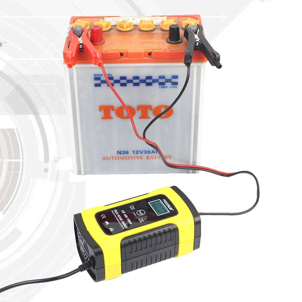 12V 5A LCP Display Car And Motorcycle Battery Charger with US Plug (Yellow)
