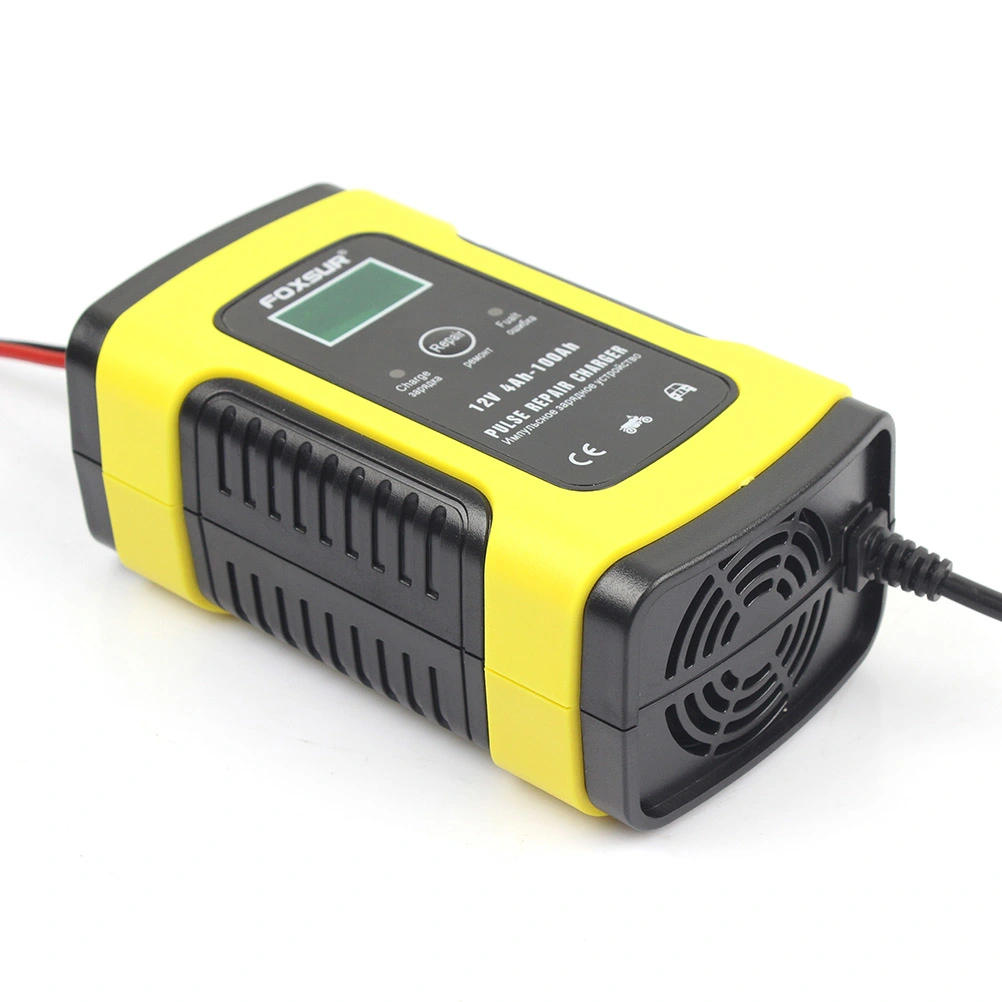 12V 5A LCP Display Car And Motorcycle Battery Charger with US Plug (Yellow)