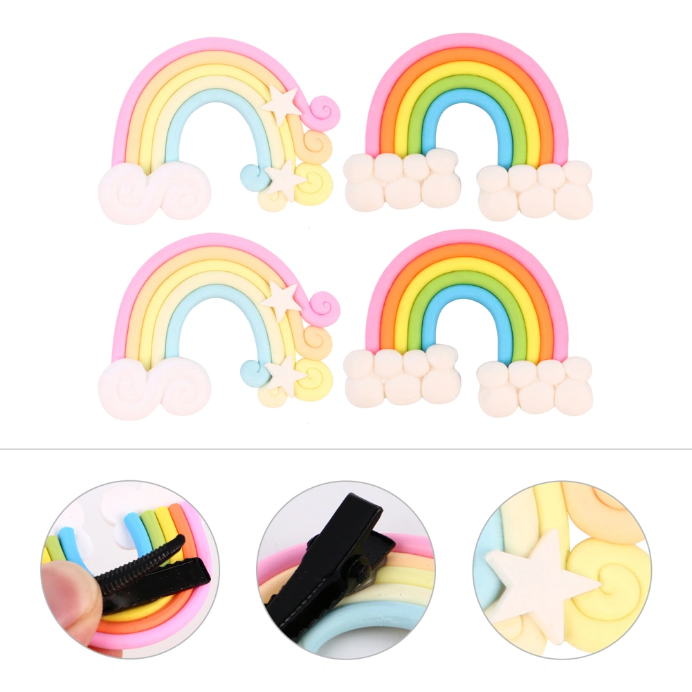 4pcs Decorative Hair Accessory Rainbow Hairpin Cartoon Headdress Cartoon Hairpin