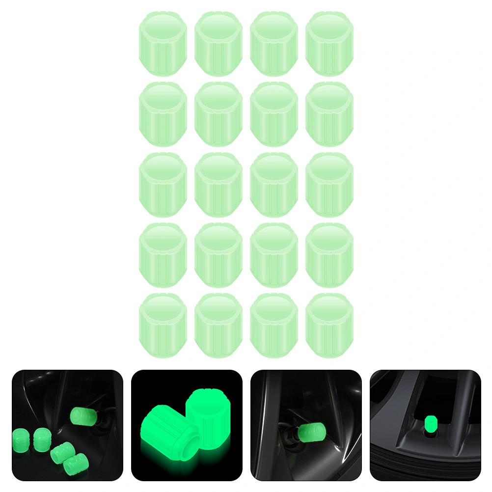 20pcs Car Tire Valves Stem Caps Luminous Tire Caps Covers for Motorcycle Car