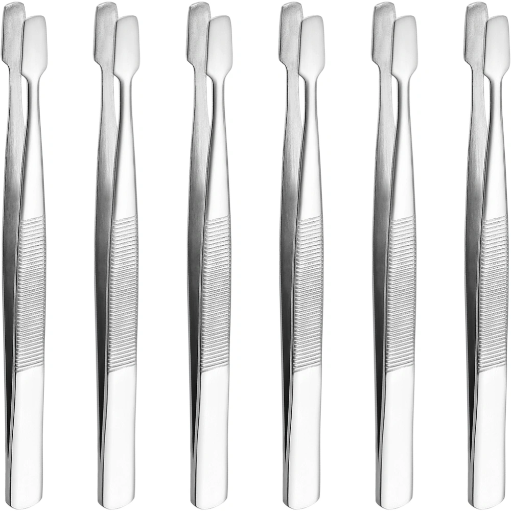 6pcs Stainless Steel Eyelash Stamp Tweezers Cash Tweezers Stamp Duck Clips