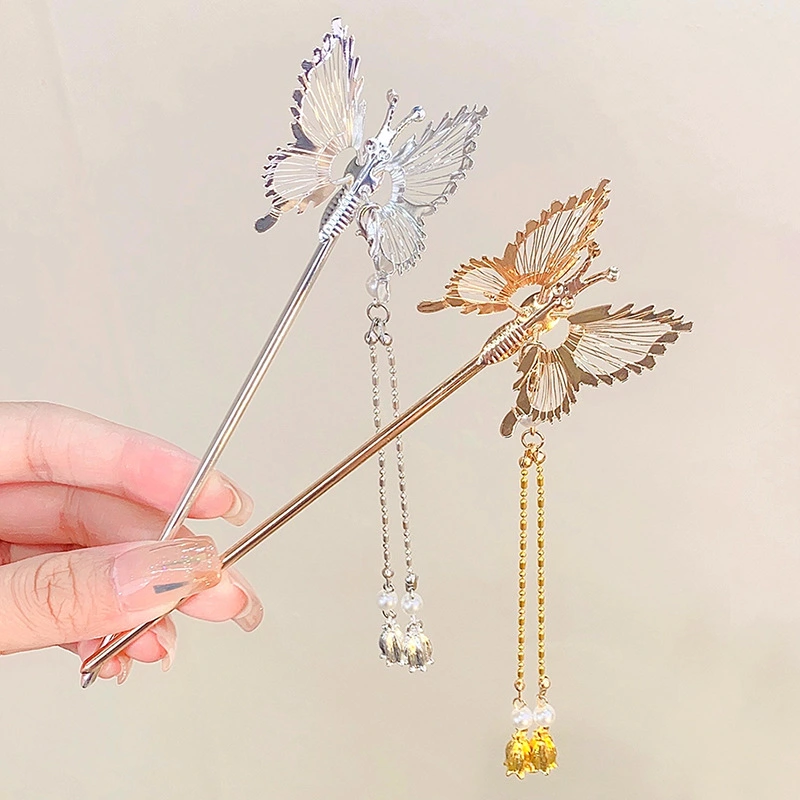 2pcs Hair Chopsticks Butterfly Hair Stick Tassel Hair Hair Bun Stick Hair Accessories for Women