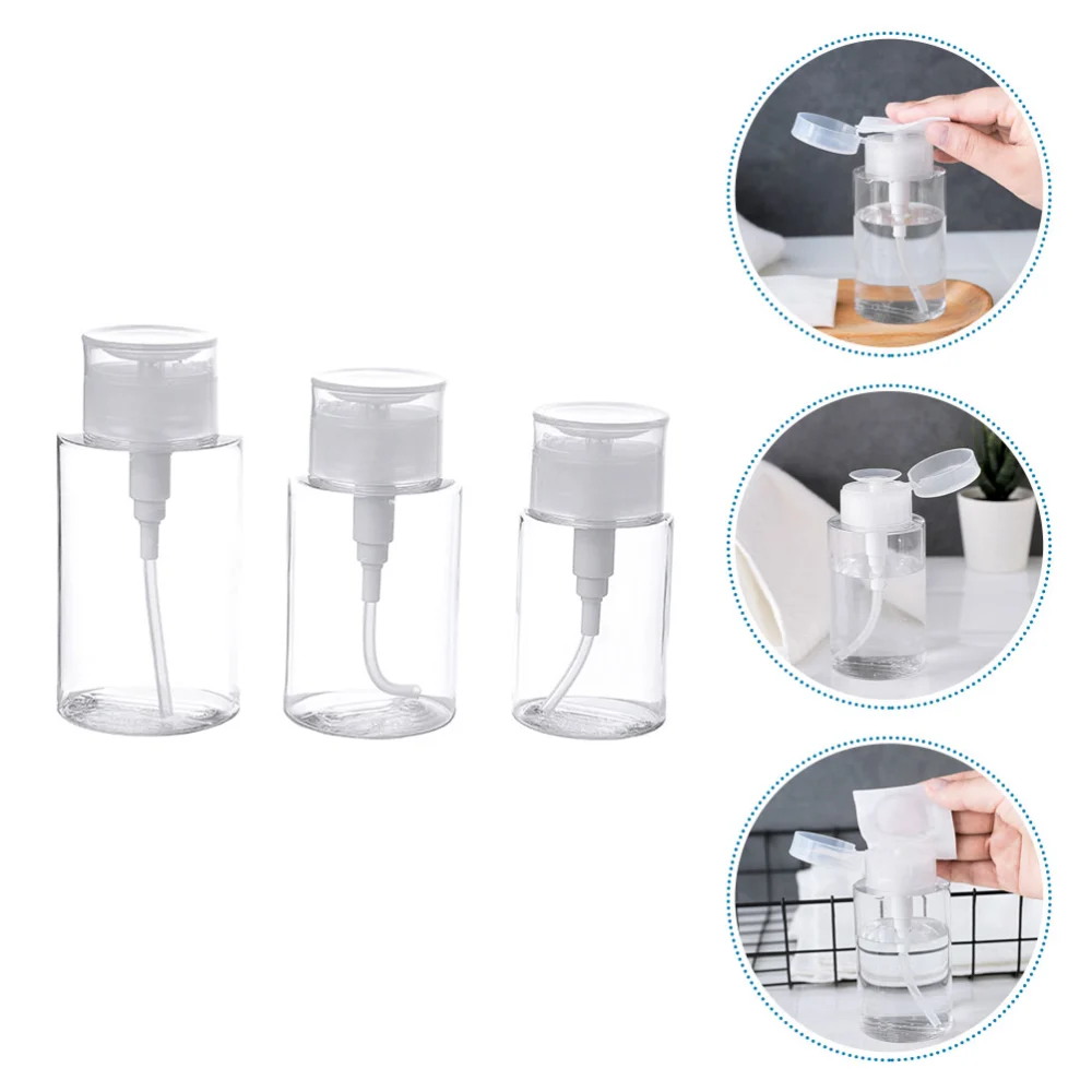 3Pcs Push Down Bottle Cosmetics Liquid Bottle Skincare Bottle Push Down Dispenser for Nail Remover